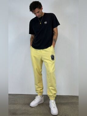 Rowing Blazers Men’s Yellow French Terry Logo  Joggers Sweatpants XL Streetwear